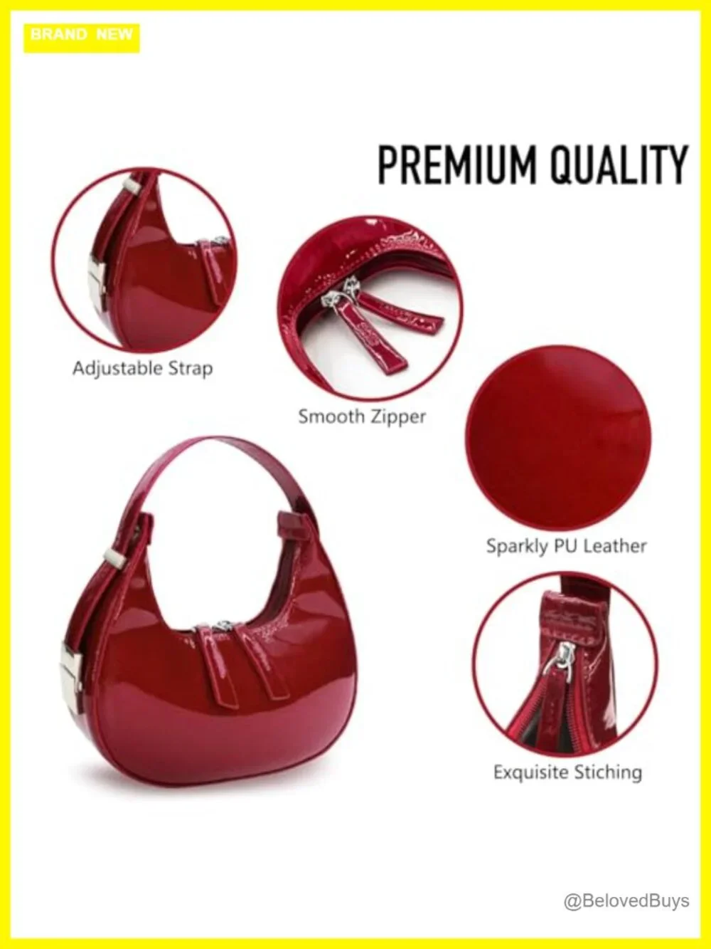 Crescent Hobo Shoulder Bag with Top Handle - Leather Small Bag Y2k Style